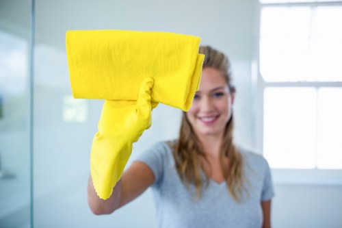 Close-up of fabric upholstery spot cleaning process