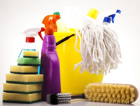 Spot cleaning a rug after a household spill
